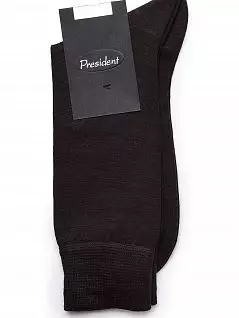 Однотонные носки из ультратонкой хлопковой нити с добавлением шерсти темно-коричневого цвета President 180c17